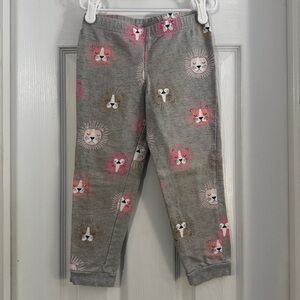 Carter's Girl Gray Leggings with Pink and Brown Animal Faces 100% Cotton